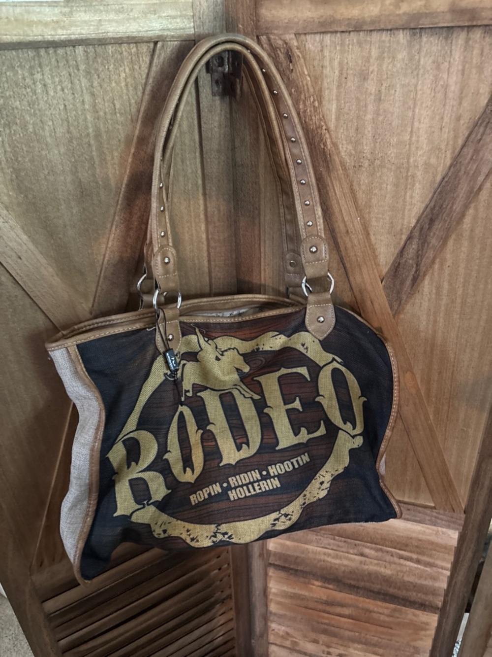 Graphic Tote Bag in Brown and Black